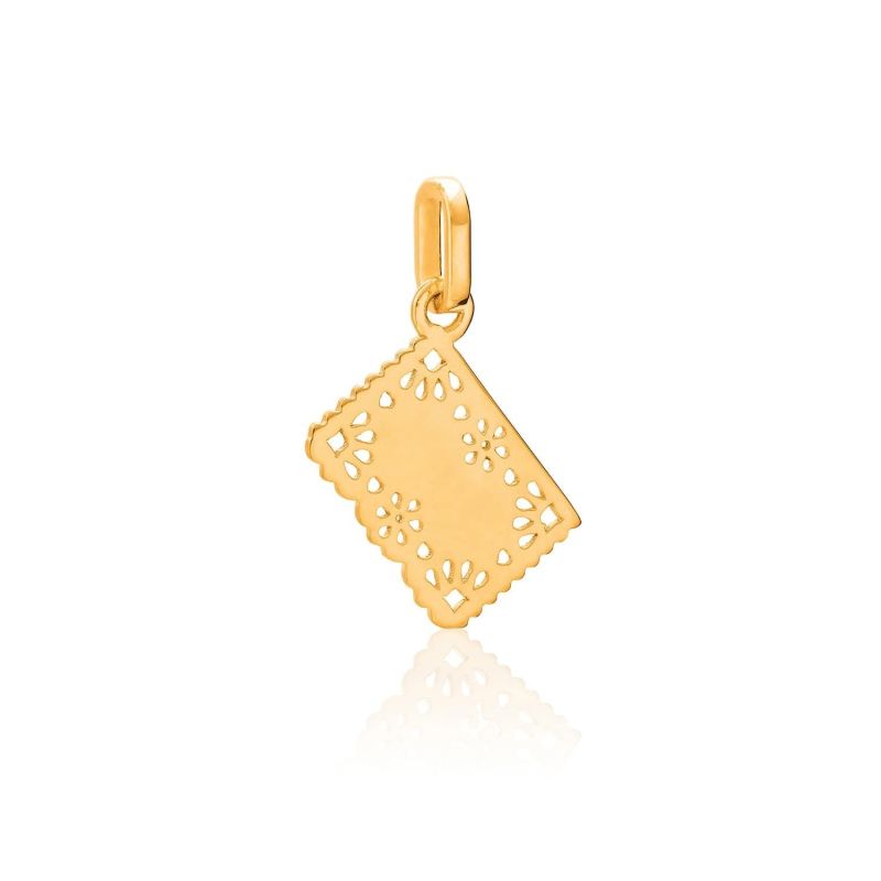 Exquisitely Detailed Perforated Paper Charm In 18K Gold image