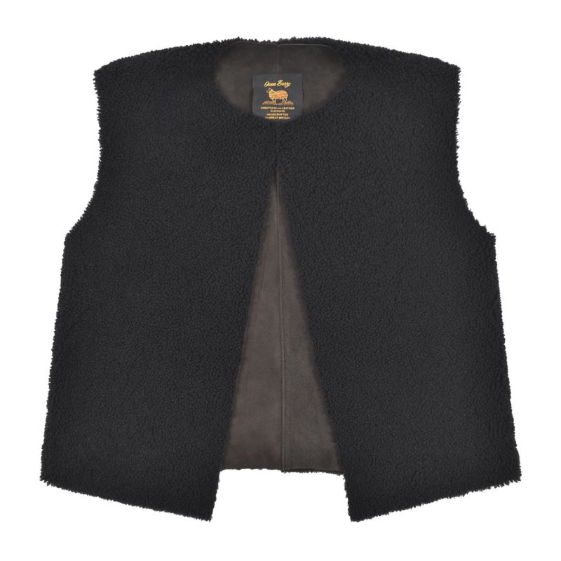 Sheepskin Neat Reversible Vest Ebony Brown Robyn image