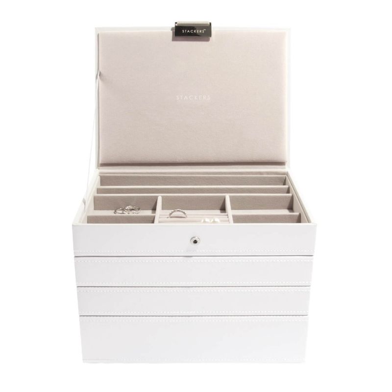 White Classic Jewelry Box Set Of Four image