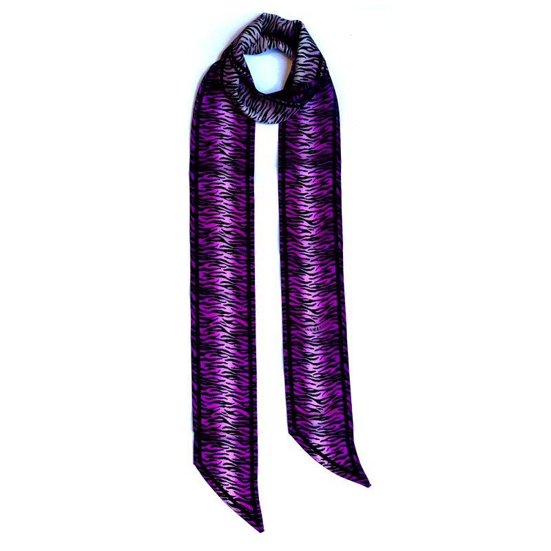 Tiger Silk Neck Scarf Long Magenta image