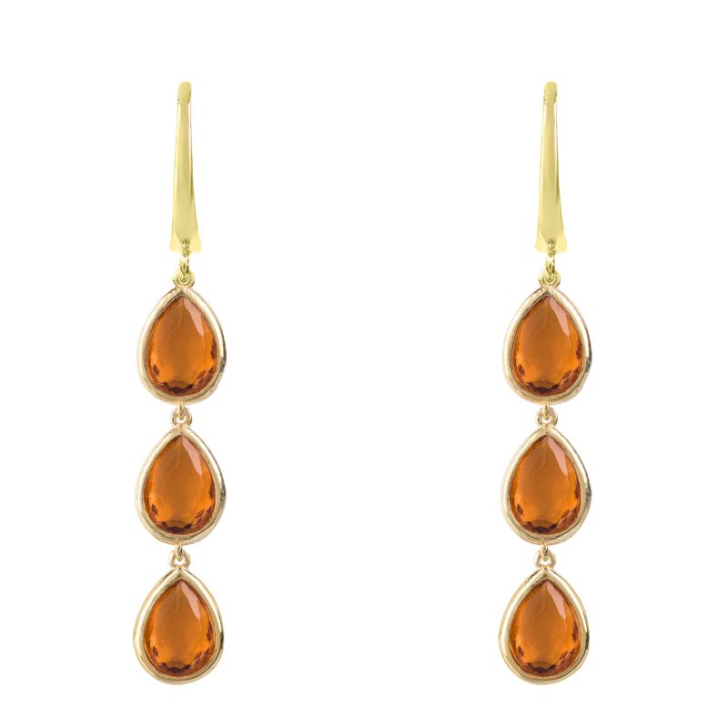 Sorrento Triple Drop Earrings Gold Citrine image