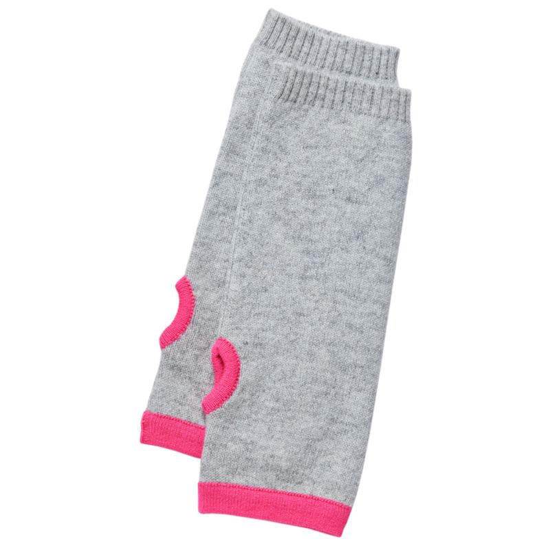 Cashmere Wrist Warmers Grey & Neon Pink image