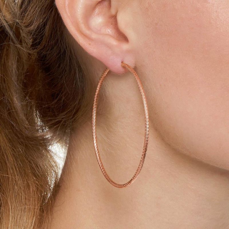 Sparkly Hoop Earrings Extra Large Rose Gold image