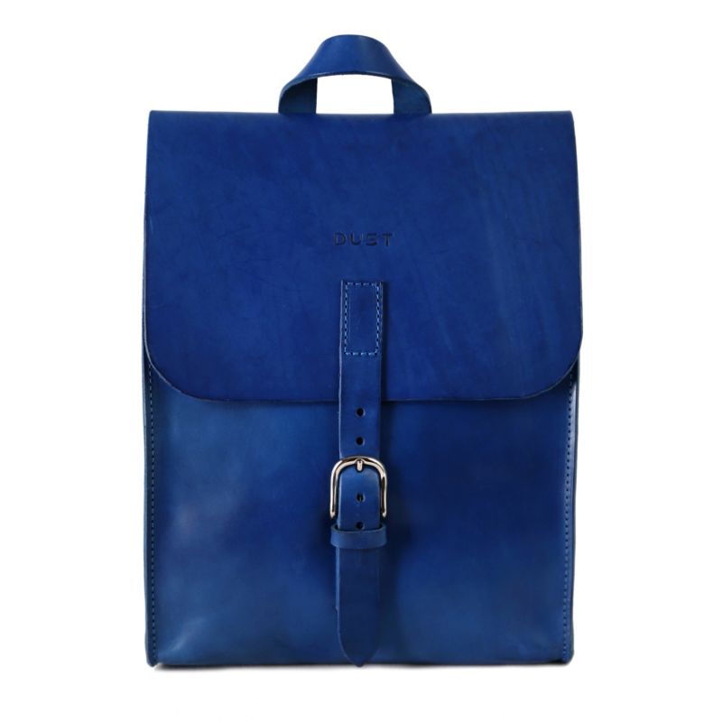 Leather Backpack In Cuoio Blue image