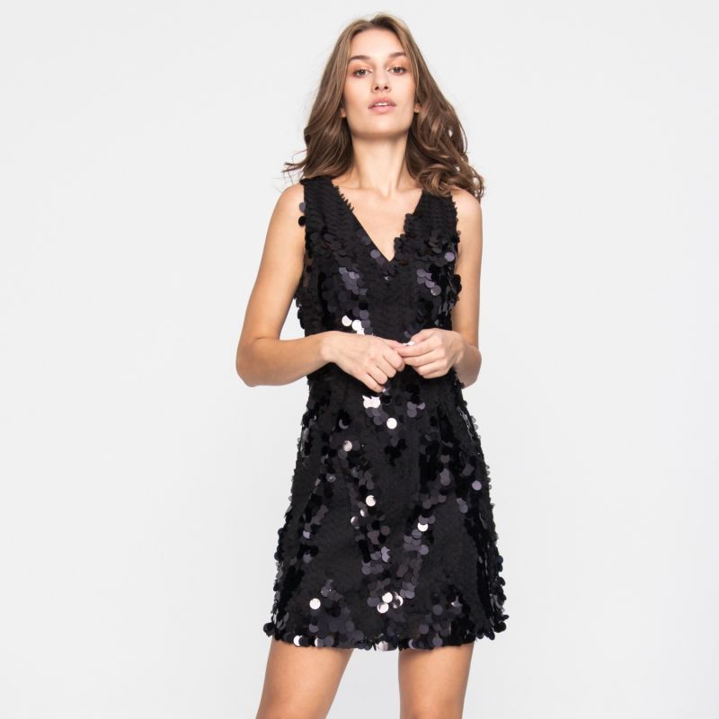 Mini Black Sequin Dress Celine image