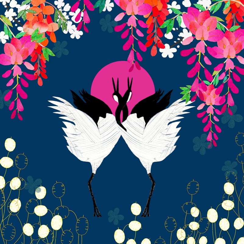 Giclee Fine Art Print - Cranes & Wisteria image