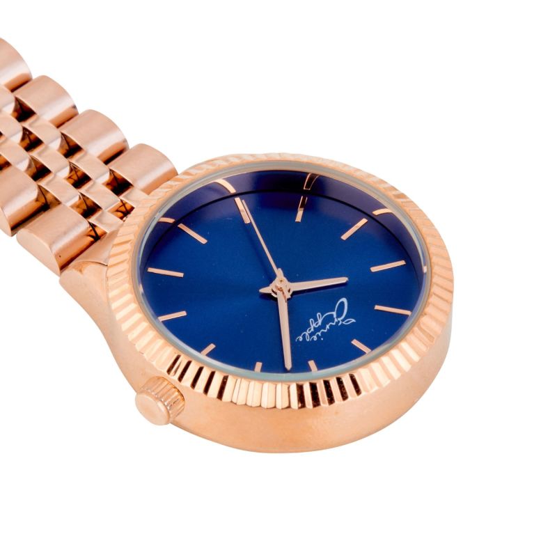 Annie Apple Callista Navy/Rose Gold Link Nurse Fob Watch image