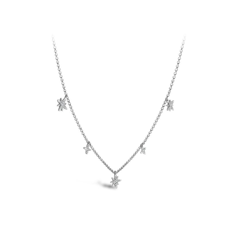 18K White Gold Star Shape Diamond Necklace Choker image