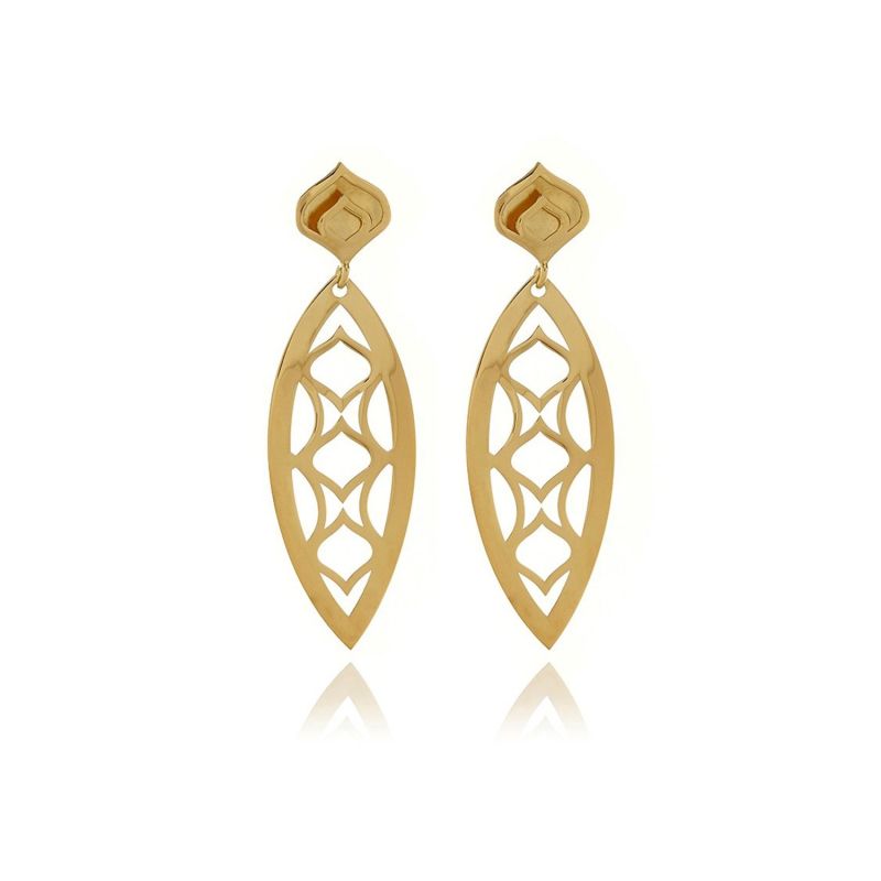 Gold One Leaf Chandelier Line Earring image