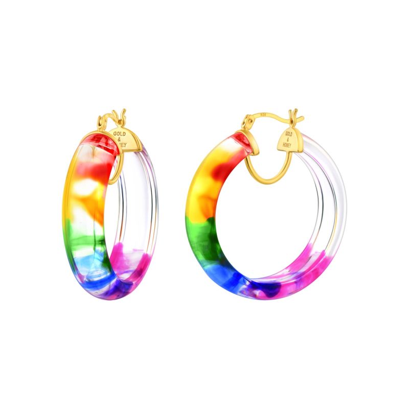 Rainbow Tie Dye Small Hoop Earrings image