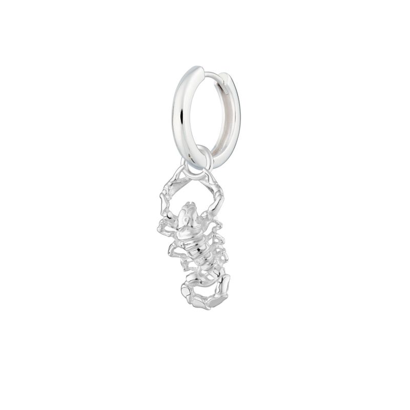 Silver Scorpion Huggie Hoop Earring image