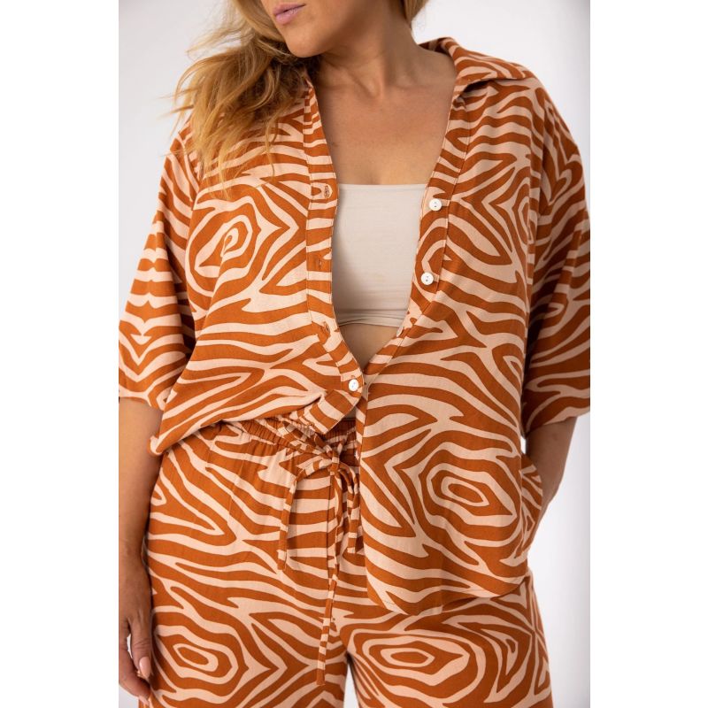 Zebra Two Tone Linen Rayon Blouse image