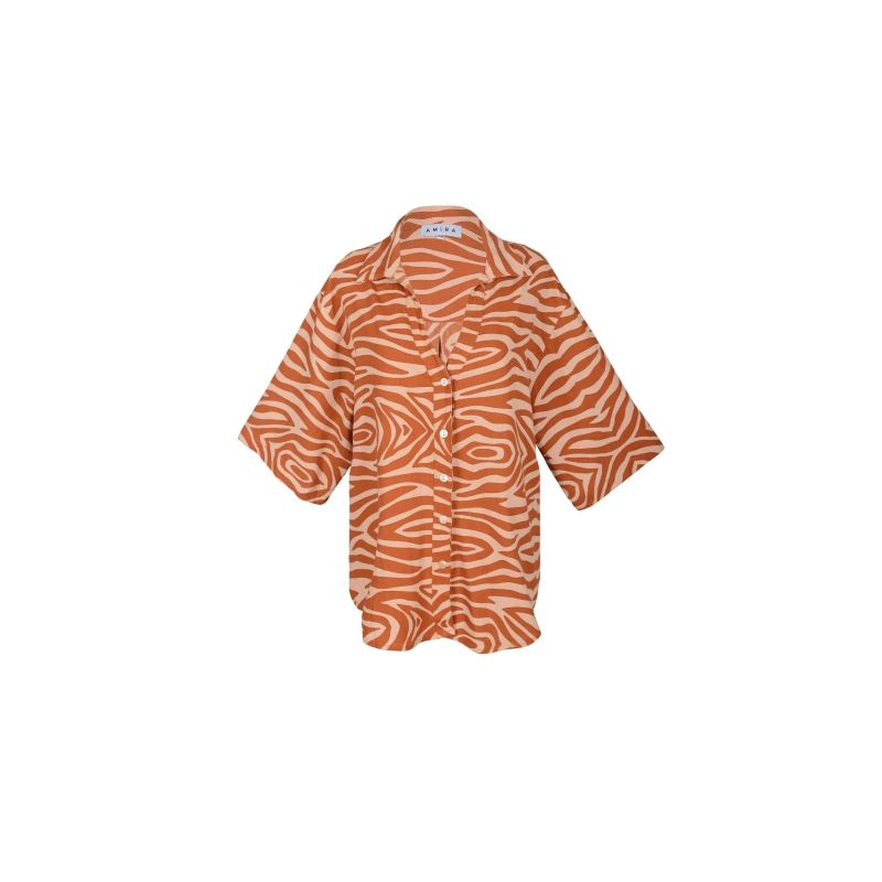 Zebra Two Tone Linen Rayon Blouse image