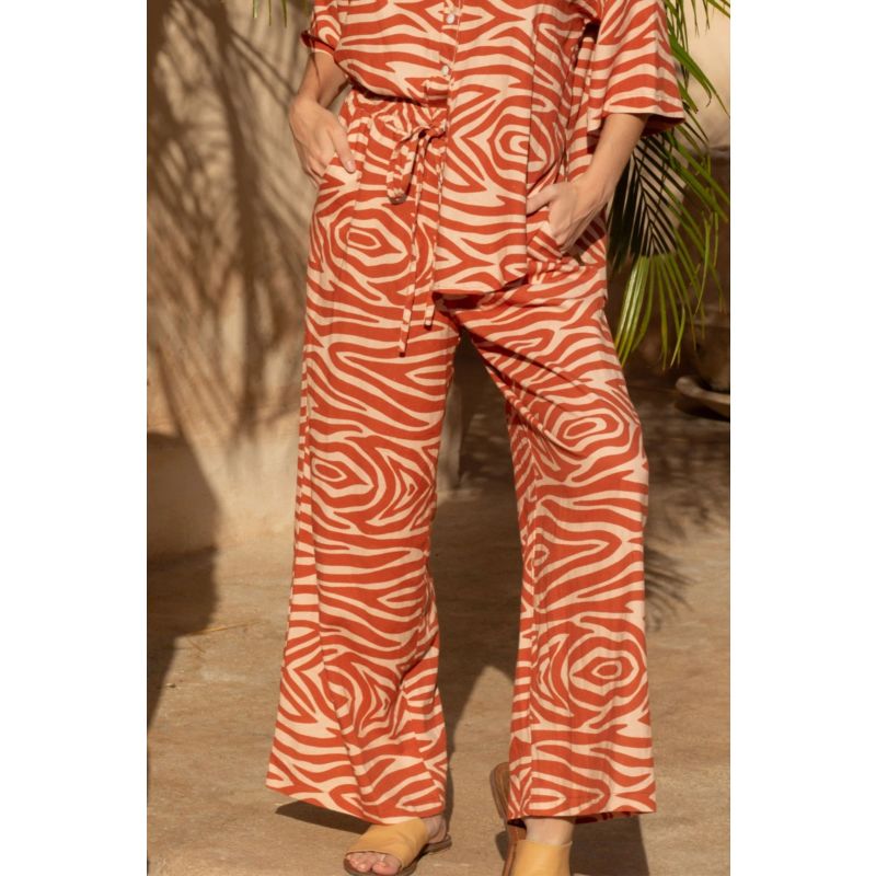 Zebra Two Tone Linen Rayon Pants image