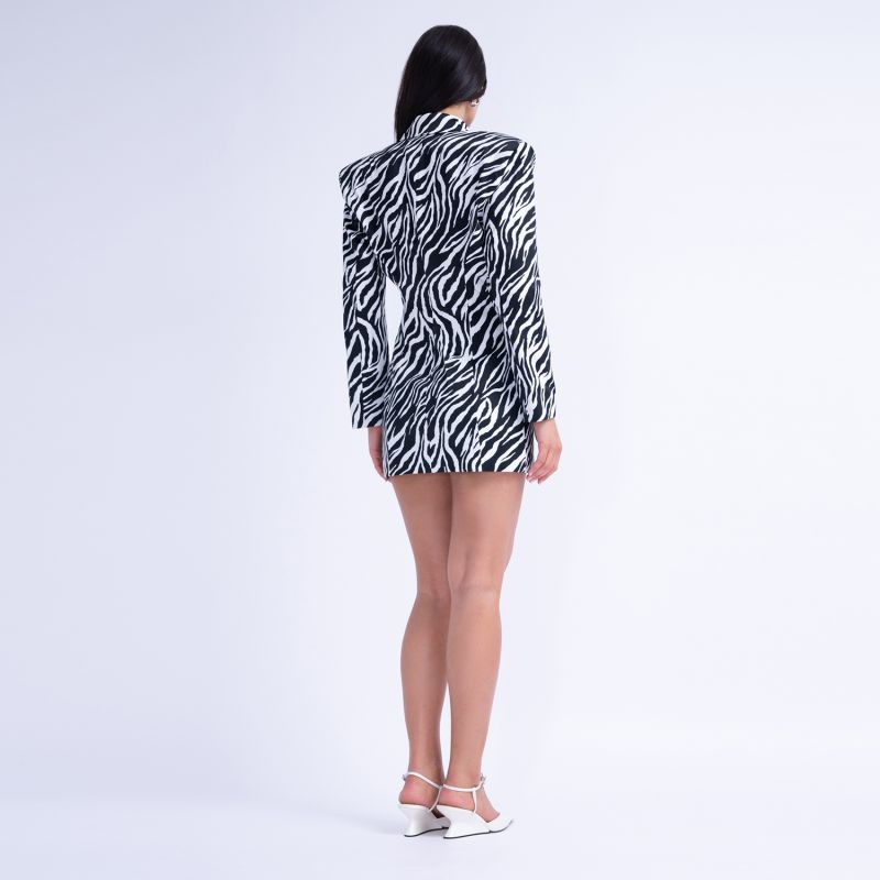 Zebra Print Blazer Dress BLUZAT Wolf Badger