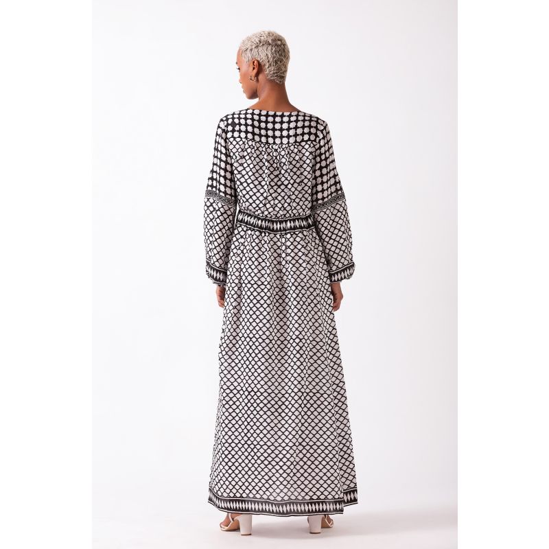 Zephyr - Black & White Full Sleeve Button Down Maxi Dress image