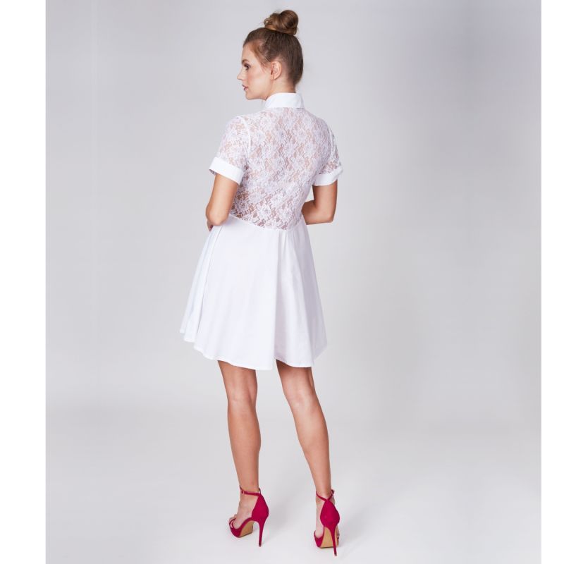 White Cotton Lace Dress image