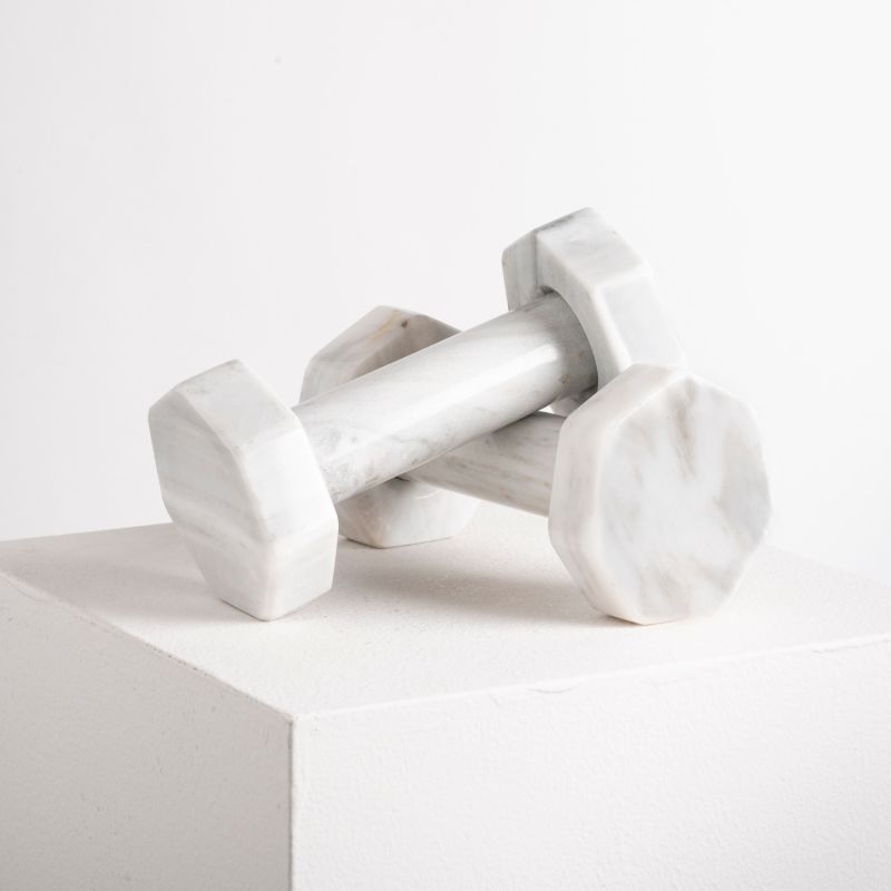 Gym Dumbbells 1.5 Kilo Piece - White Marble image