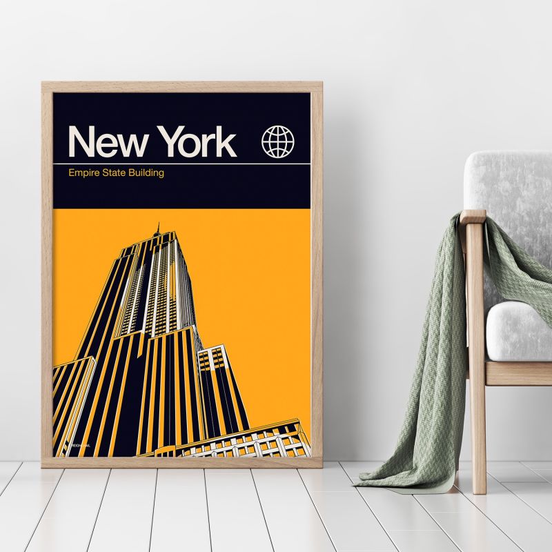 New York Empire State Building Modernist Architectural Travel Poster image