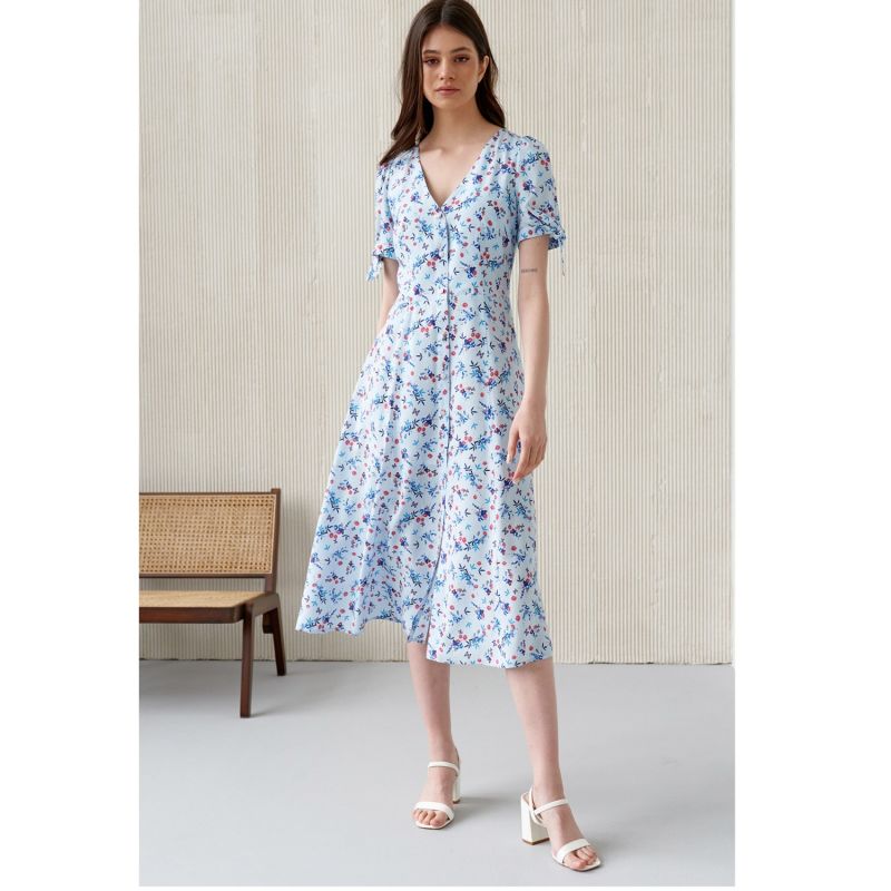 V-Neck Midi Dress In Floral B image