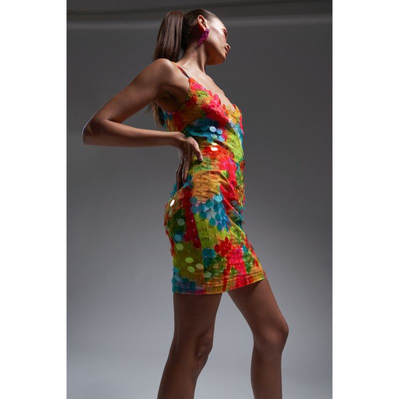 Ziggy Neon Tie Dye Dress With Sequins image