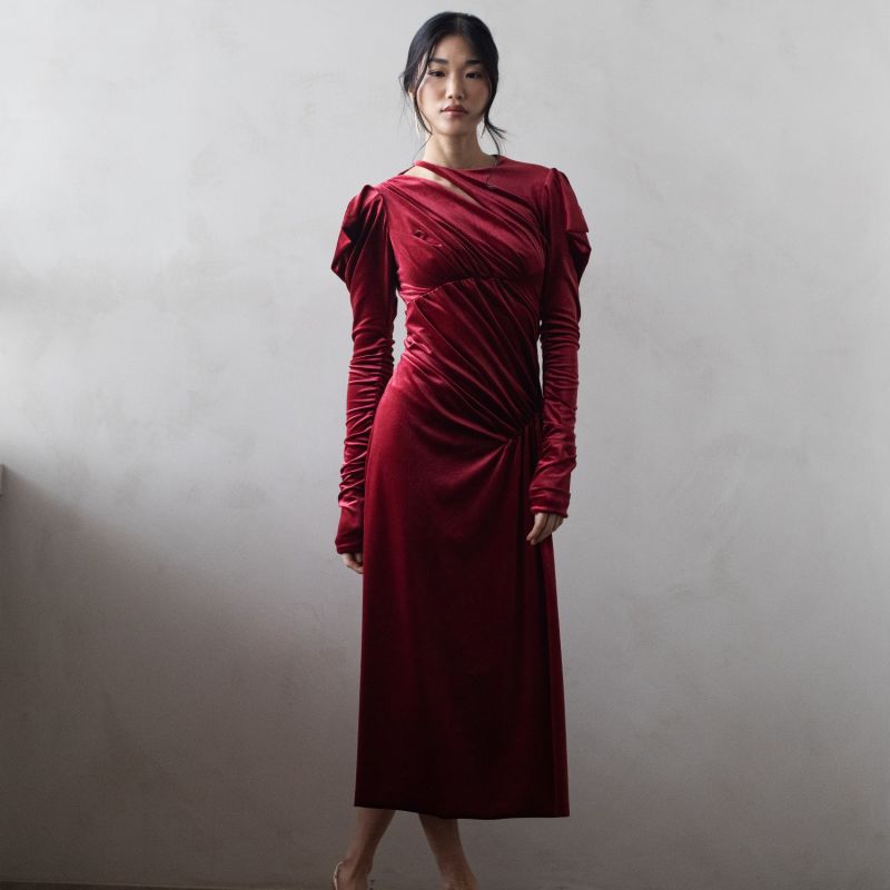 Zimil Draped Midi Dress Red Topaz image