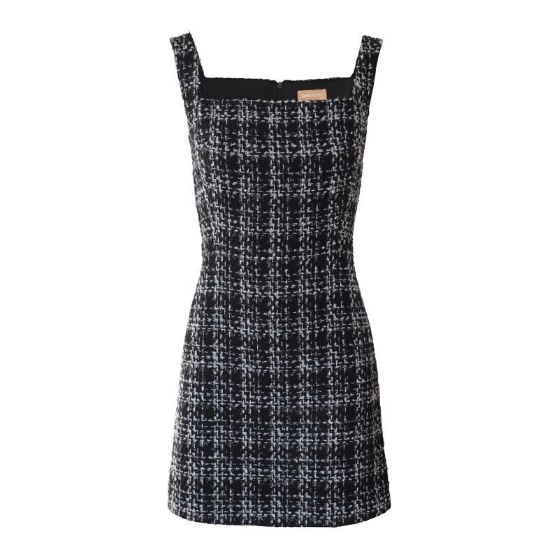 Zina Metallic A-line Tweed Mini Dress - Black image