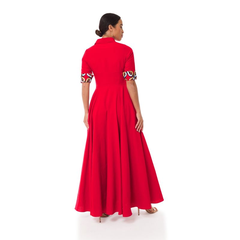 Winnie Maxi Linen Dress - Red image