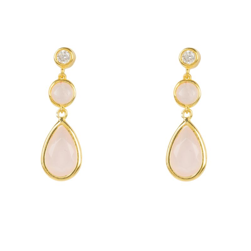 Tuscany Gemstone Drop Earring Gold Rose Quartz image