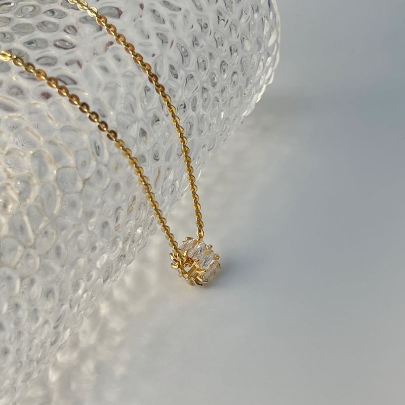 Zirconia Cylinder Pendant Necklace image