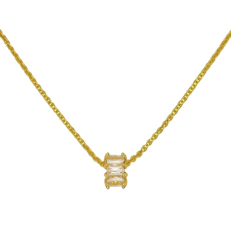 Zirconia Cylinder Pendant Necklace image