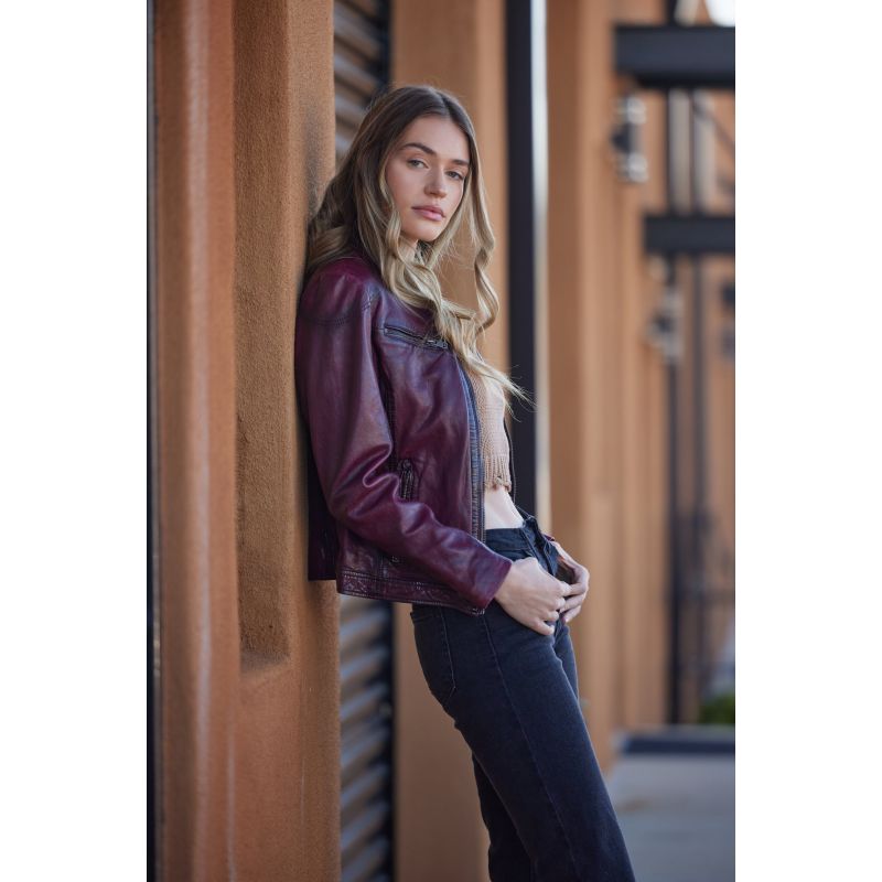 Ziya Rf Leather Jacket, Dusty Red image