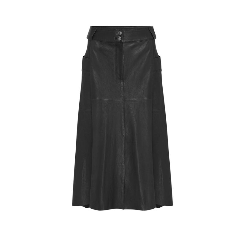 Hudson High-Rise Skirt Black Leather image