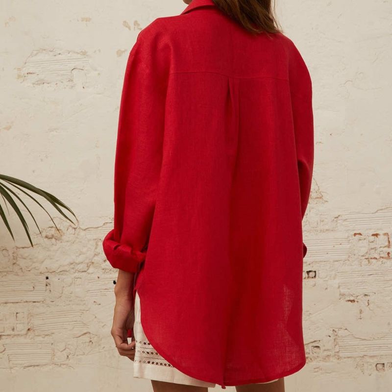 Zlata Oversize Shirt In Scarlet Red image