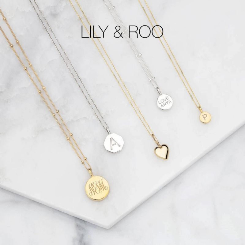 Solid White Gold Miniature Initial Letter Necklace image