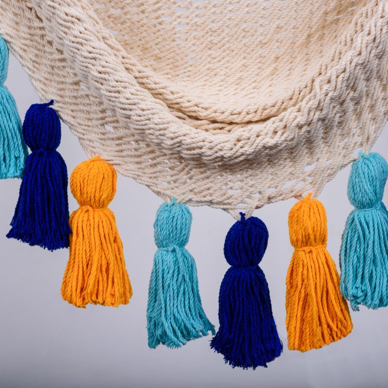 Deluxe Natural Cotton Hammock Swing With Hue Inspired Tassels image