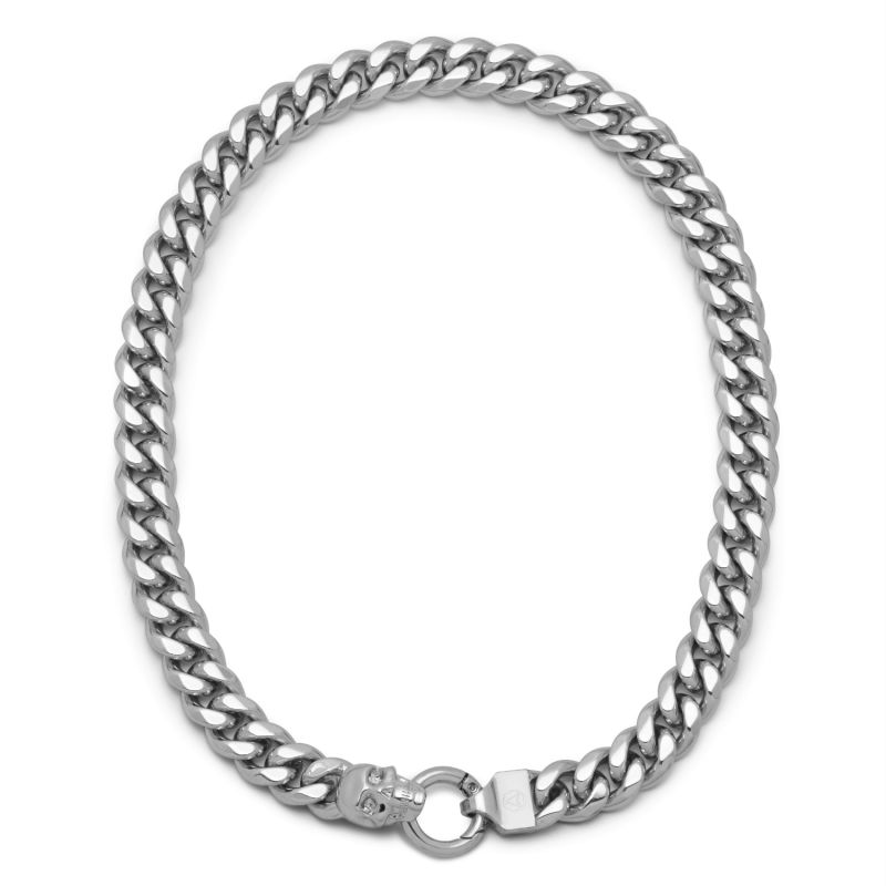 Atticus Skull Curb Chain Neklace In Silver image