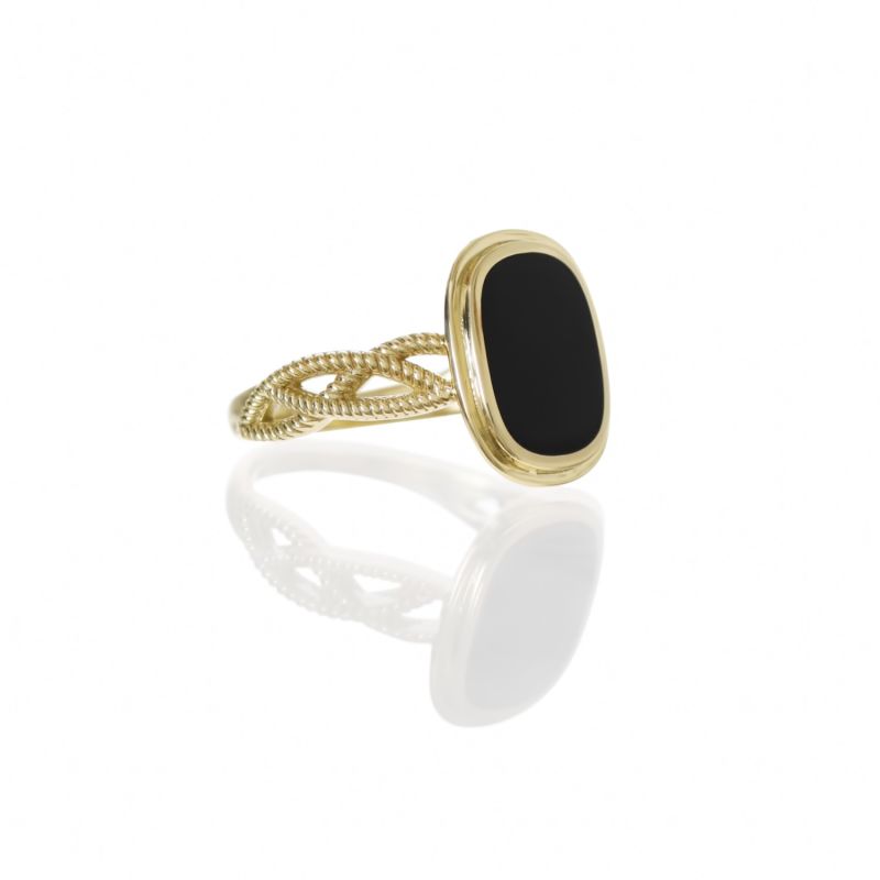 KāLa Ring 14K Solid Gold With Onyx image