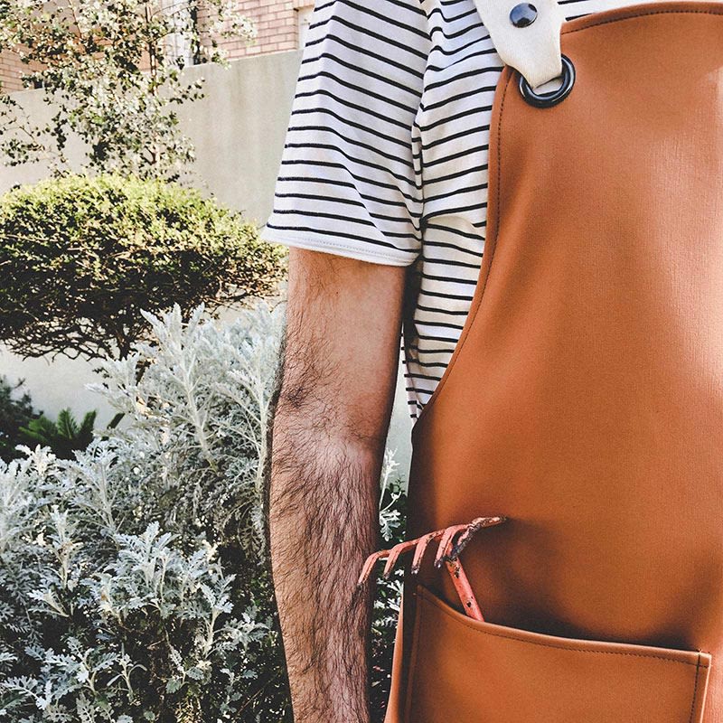 Minimalist Vegan Leather Gardening Apron, Charcoal Black image