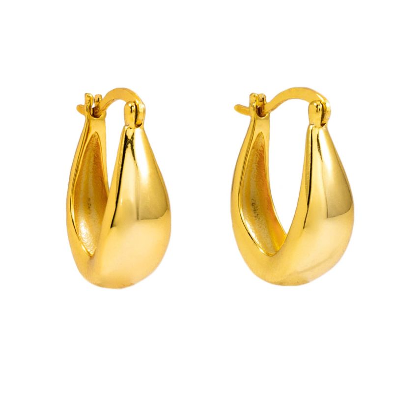 Bold Oval Gold Hoop Earrings image