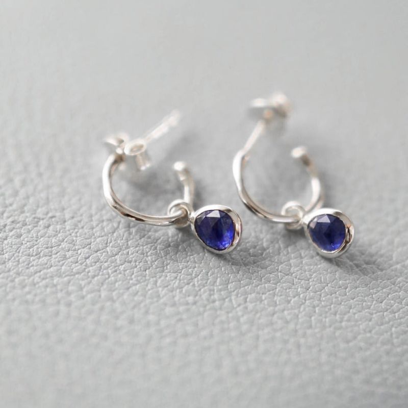 Hampton Sapphire & Silver Interchangeable Gemstone Earrings image