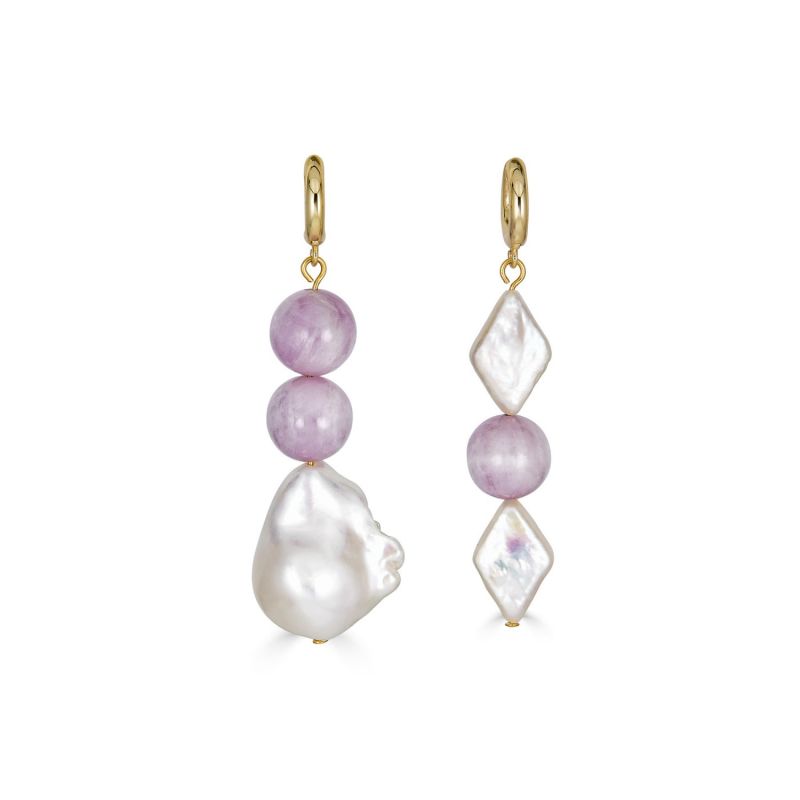 Vera Kunzite And Baroque Pearl Earrings image