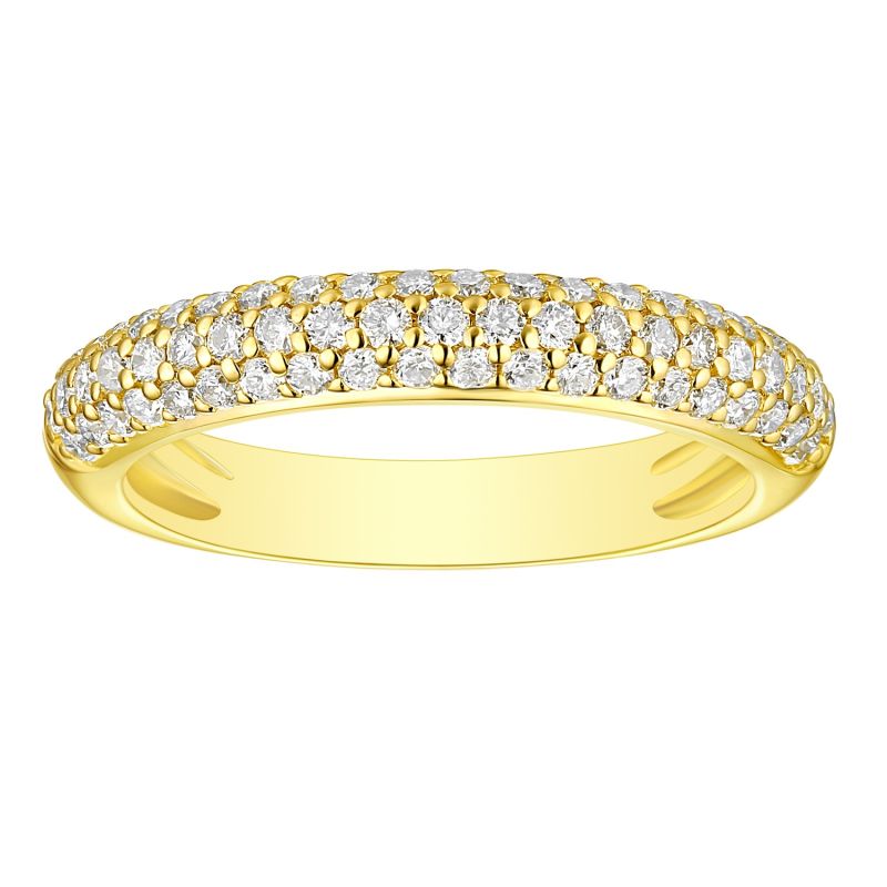 Solid Yellow Gold Natural Pave Diamond Band Ring Handmade Jewelry image