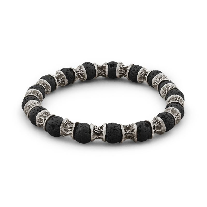 Lava Beads Oxidized Sterling Silver Bracelet image