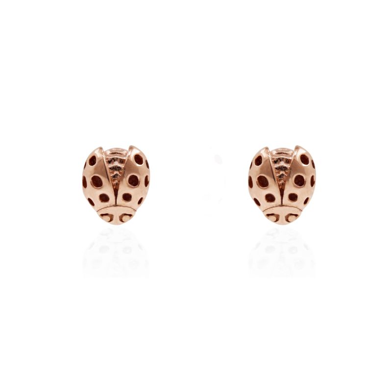 Ladybird Earrings - Rose Gold - Wings Open image