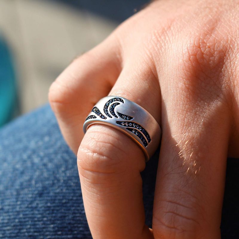 Surf's Up Sterling Silver Blue Sapphire & Topaz Band Ring image