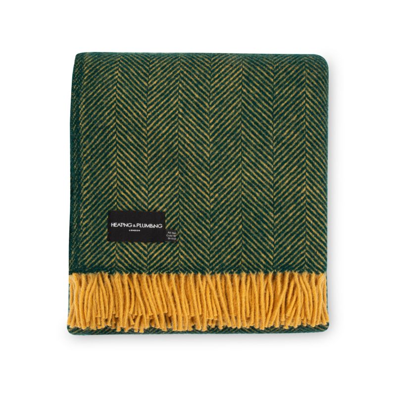 Evening Tales Pure New Wool Blanket - Racing Green & Toffee image