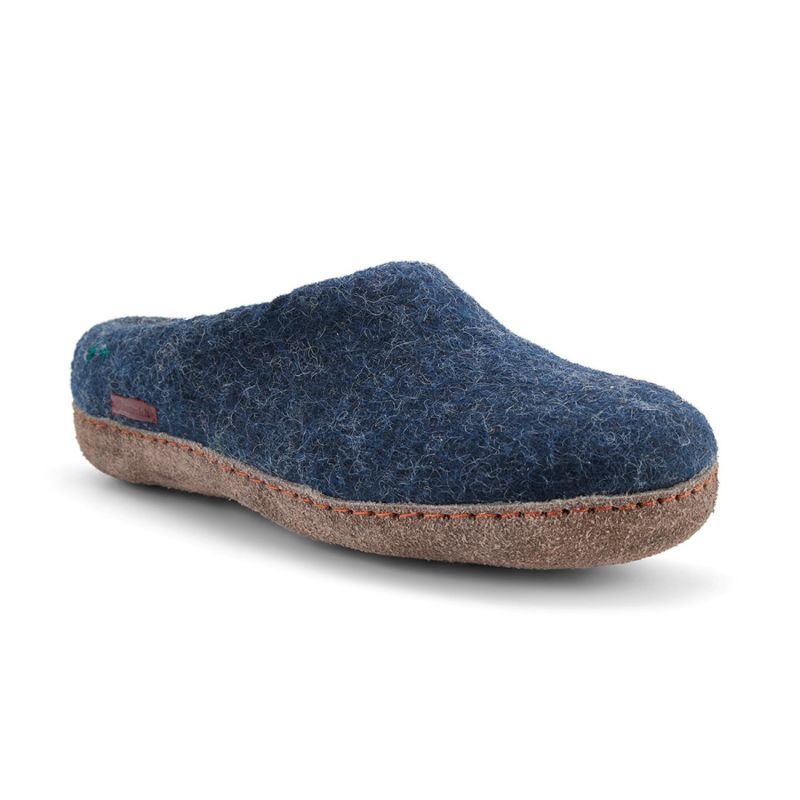 Men's Classic Slipper - Navy With Suede Sole image