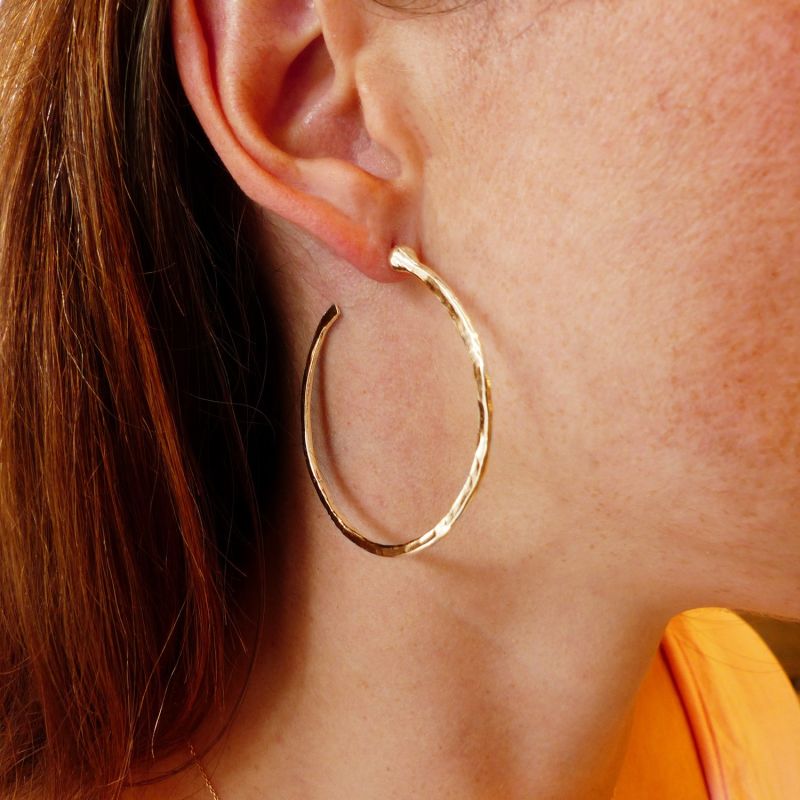 Hammered Vermeil Hoop Earrings image