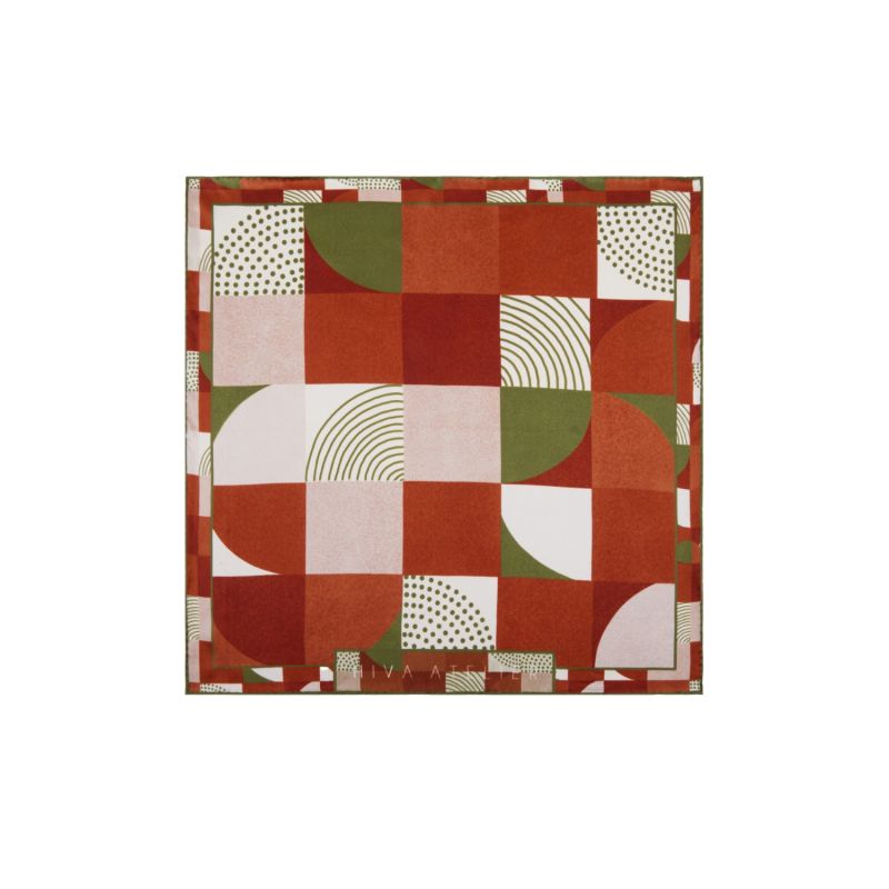 Hiva Scarf Square Geometric Trickery Burnt Orange Olive image